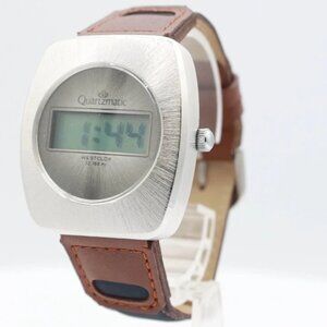 Vintage Westclox 1st Generation Men's Quartz LCD Wristwatch Steel & Chrome